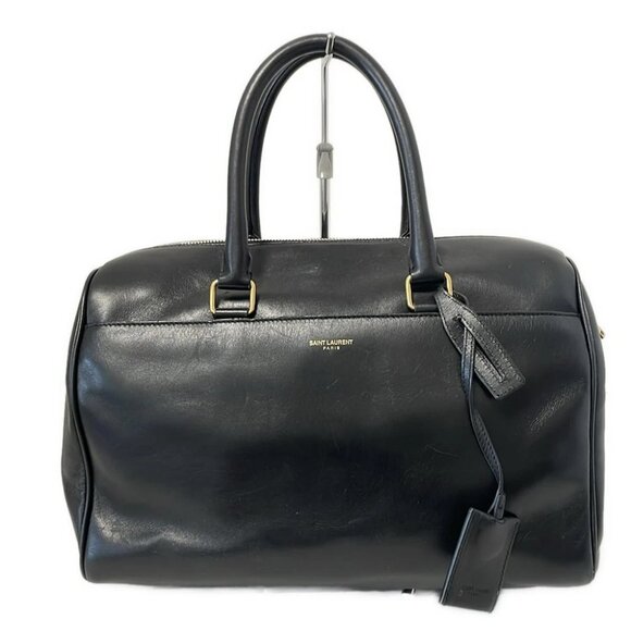 Auth SAINT LAURENT PARIS Duffle 6 Black Leather Handbag - Picture 1 of 8